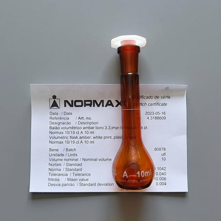 Bình định mức Nâu 10ml  normax-portugal