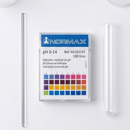 Giấy thử pH 0-14  (Universal pH Indicator Strips) của Normax (Bồ Đào Nha).